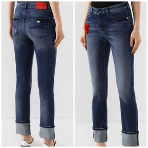 Emporio Armani Manga Bear Cuffed jeans 26 Highrise stretch soft curvy